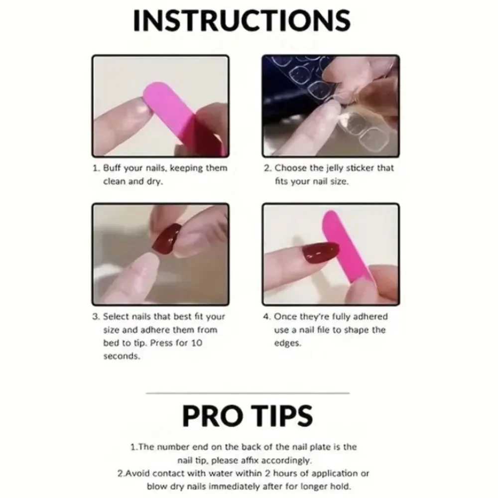 Shimmer Press On Nails Short Square Gel Black White Gold 24pc - Picture 5 of 7